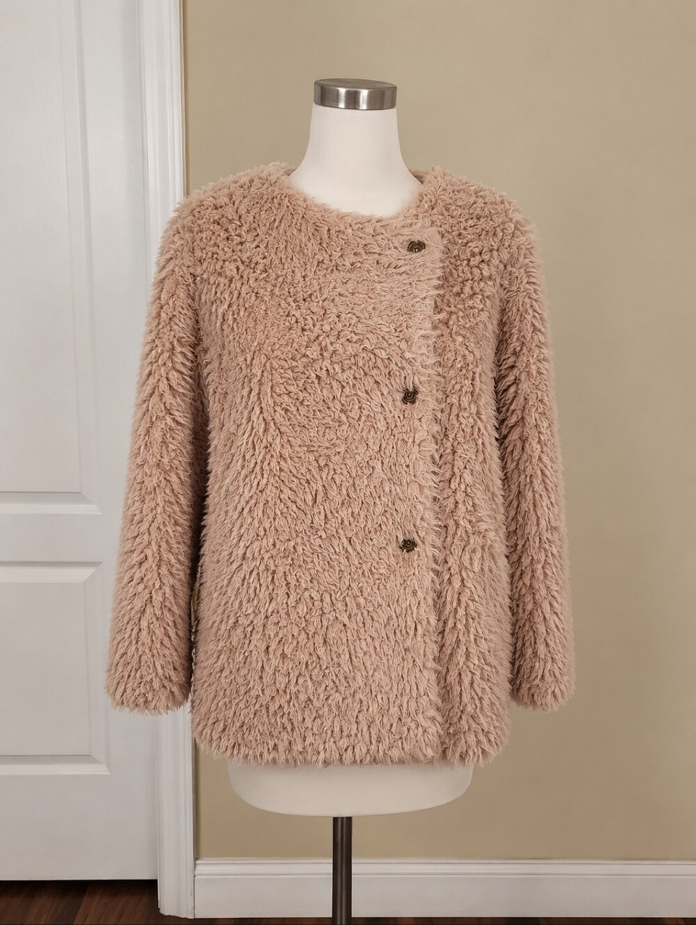 New Directions Faux Fur "Poodle" Jacket - Size Small - May Pink New With Tag
